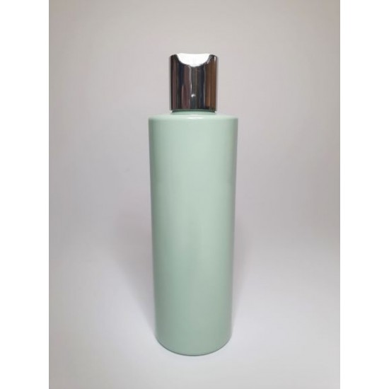 500ml Sage Green Cylindrical PET Plastic Bottles With Shiny Silver Disc Top