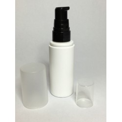 50ml White Cylinder Overcap Bottle With Black Cream Pump