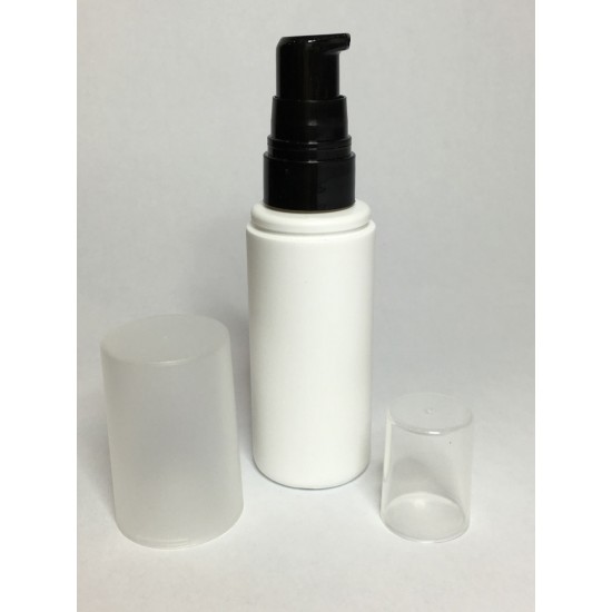 100ml White Cylinder Overcap Bottle With Black Cream Pump