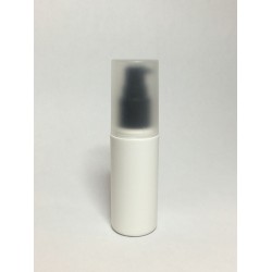 100ml White HDPE Cylinder Overcap With Black Serum Pump