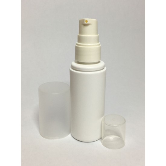 50ml White HDPE Cylinder Overcap With White Cream Pump