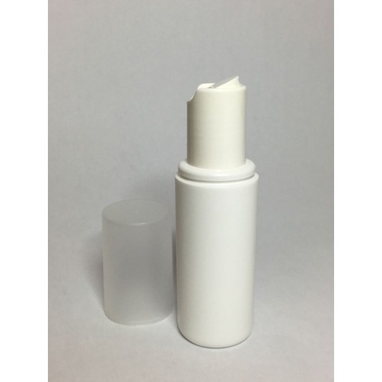 100ml White Cylinder Overcap Bottle With White Disc Top